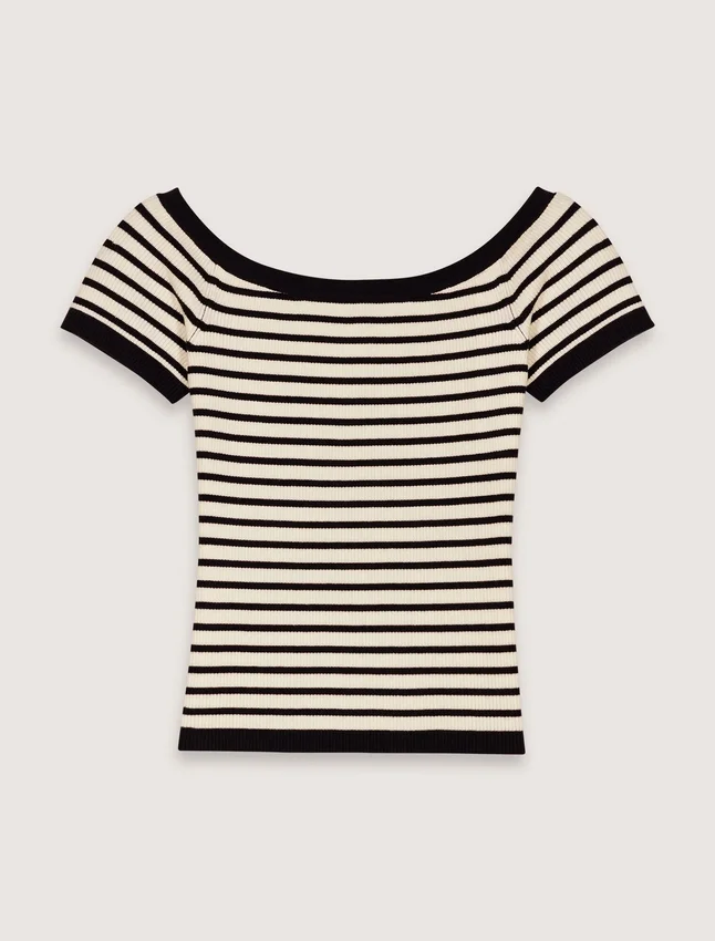 Rib knit top with boat neck Rib knit top with boat neck