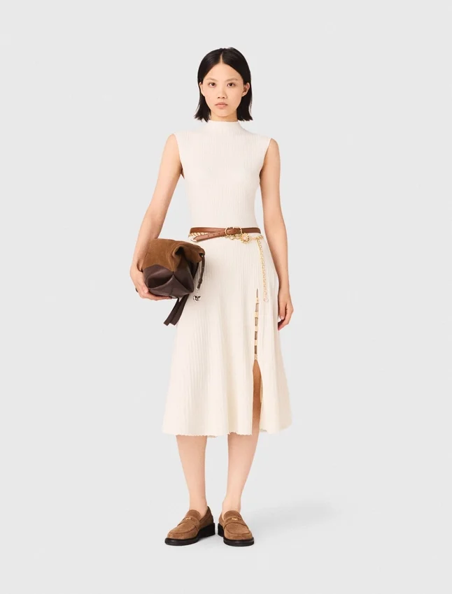 Ribbed dress with side slit Ribbed dress with side slit
