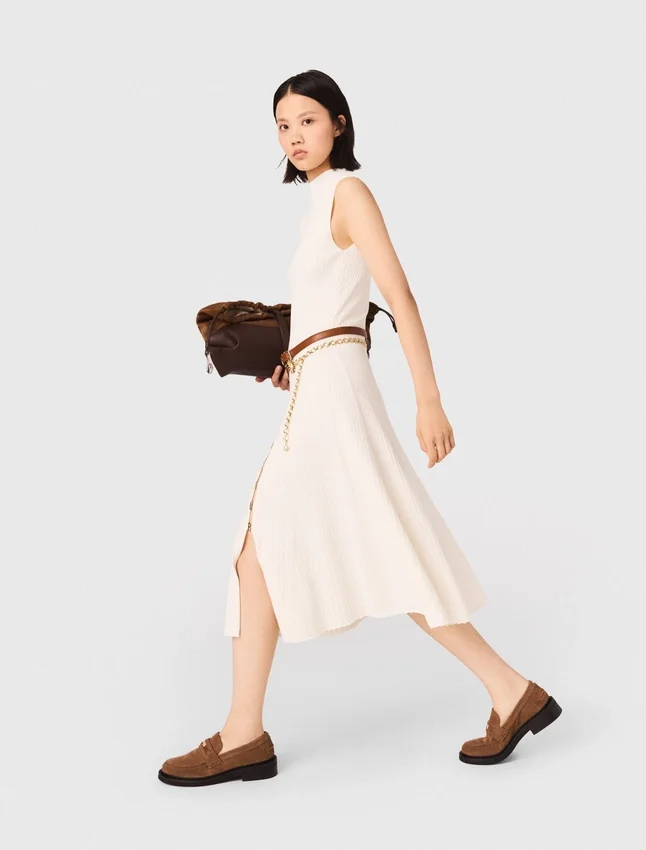 Ribbed dress with side slit Ribbed dress with side slit