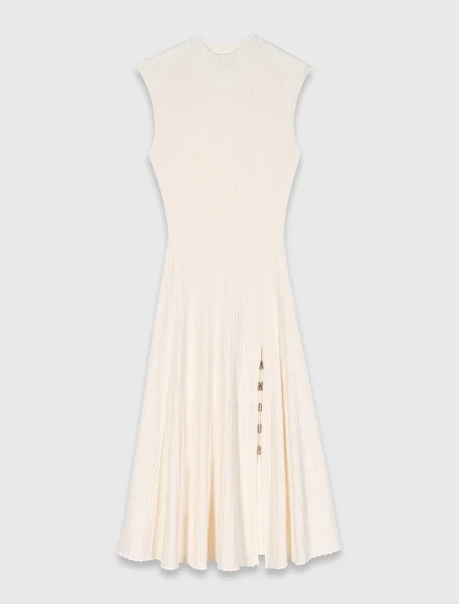 Ribbed dress with side slit Ribbed dress with side slit