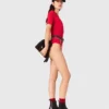 Ribbed knit short sleeve bodysuit