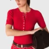 Ribbed knit short sleeve bodysuit