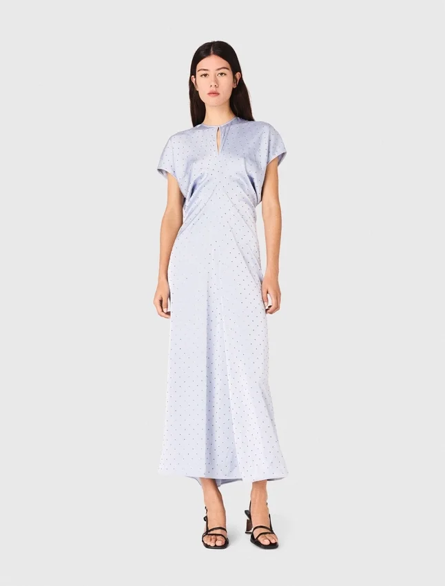 Robe maxi en satin, taille plissée Robe maxi en satin, taille plissée