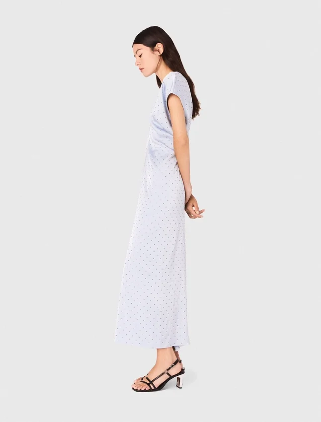 Robe maxi en satin, taille plissée Robe maxi en satin, taille plissée