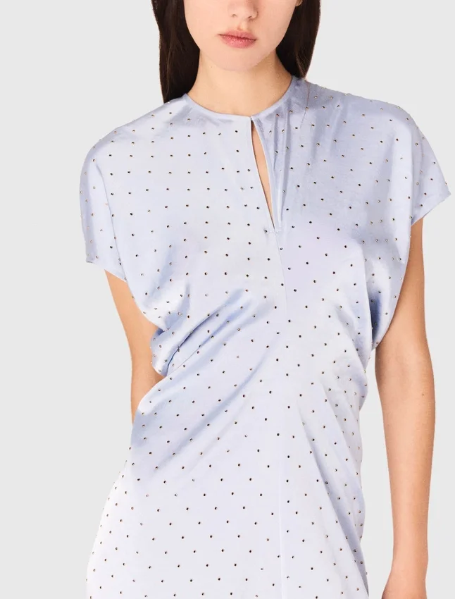 Robe maxi en satin, taille plissée Robe maxi en satin, taille plissée