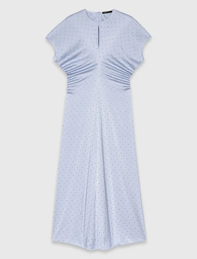 Robe maxi en satin, taille plissée Robe maxi en satin, taille plissée
