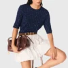Round-neck rhinestone sweater
