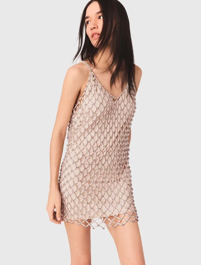 Short beaded dress with lining Short beaded dress with lining