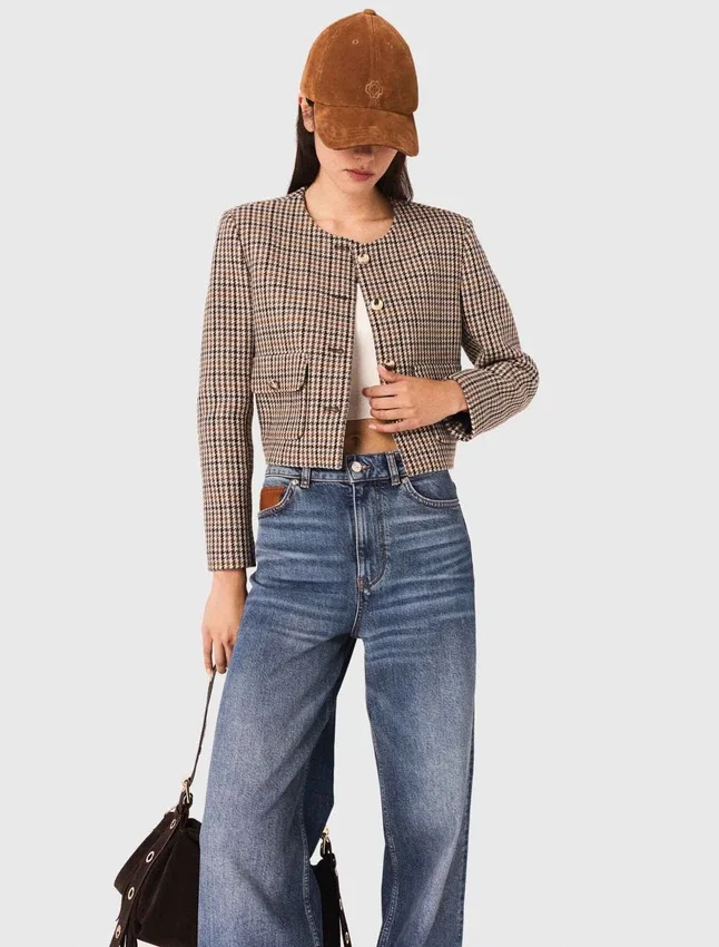 Short checked jacket Short checked jacket