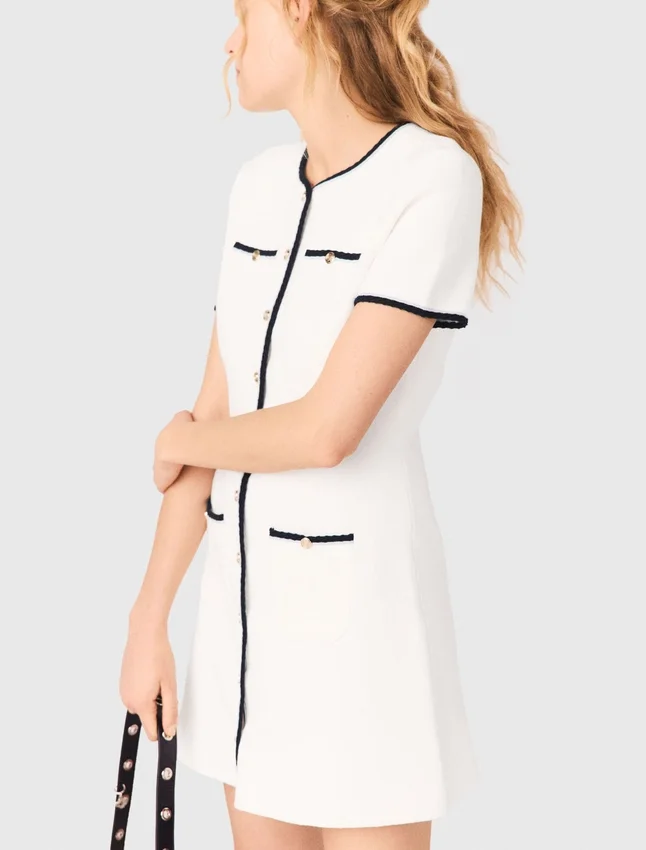 Short dress with contrasting trim Short dress with contrasting trim