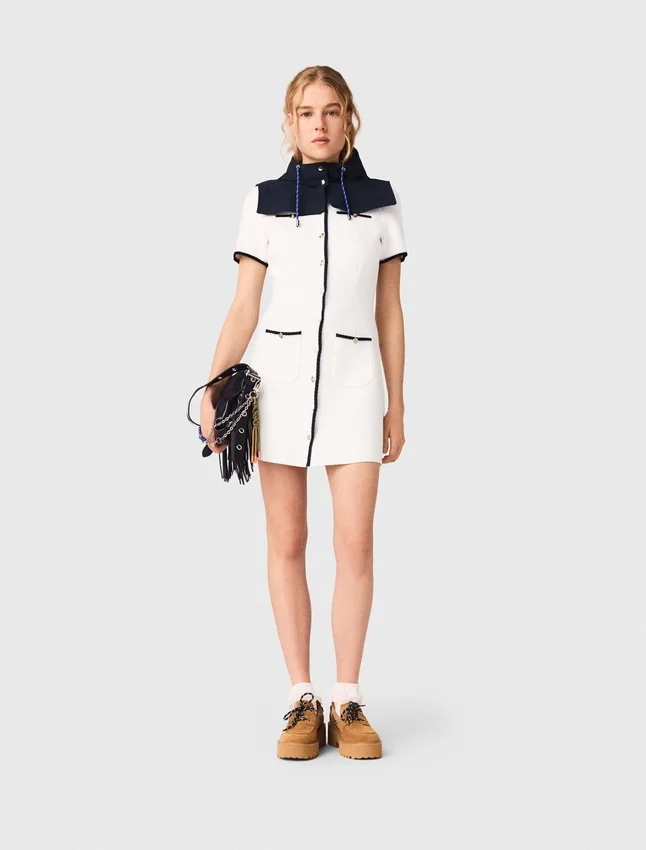 Short dress with contrasting trim Short dress with contrasting trim