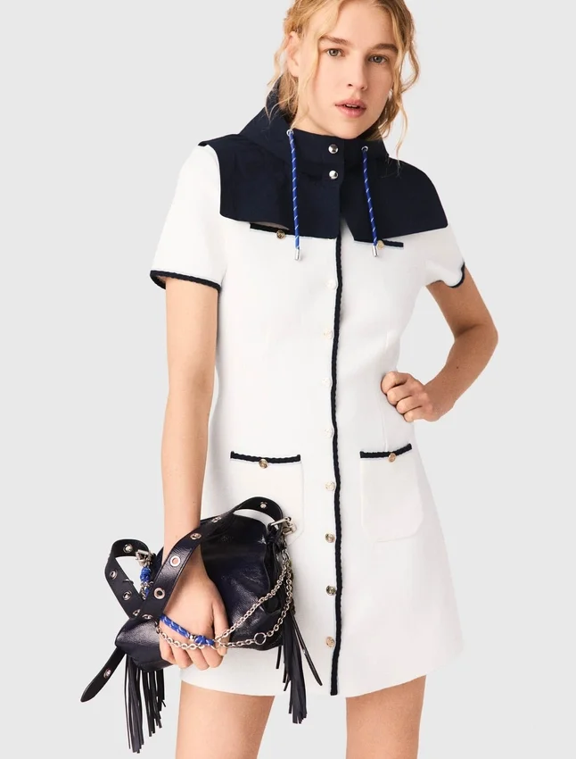 Short dress with contrasting trim Short dress with contrasting trim