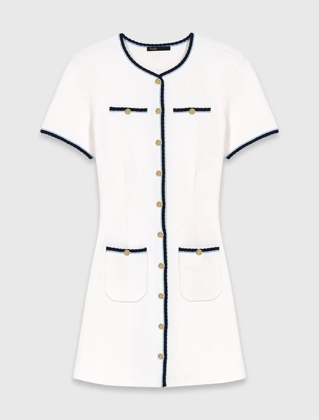 Short dress with contrasting trim Short dress with contrasting trim