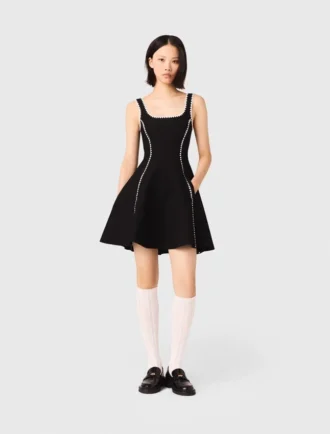 Short dress with topstitch details Short dress with topstitch details