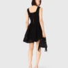 Short embroidered basket knit dress