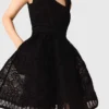 Short embroidered basket knit dress