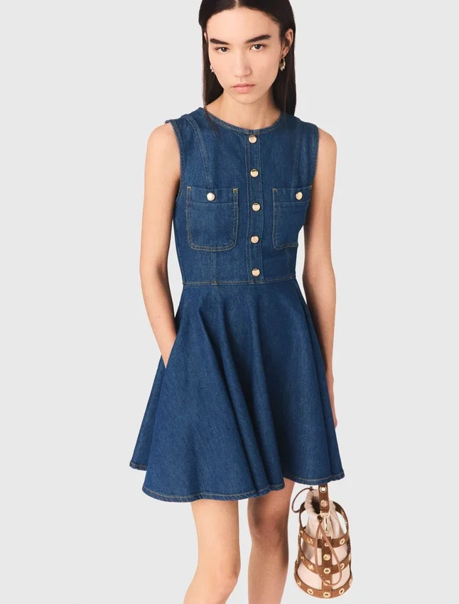 Short flared denim dress Short flared denim dress