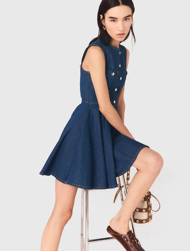Short flared denim dress Short flared denim dress