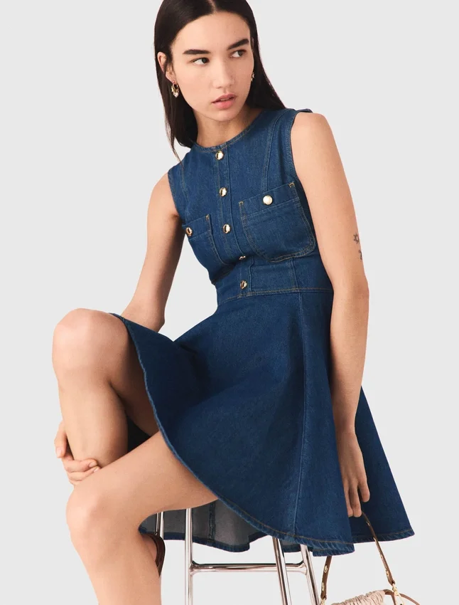 Short flared denim dress Short flared denim dress