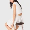 Short flared open-back dress
