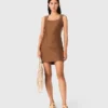 Short linen-blend dress