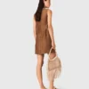Short linen-blend dress