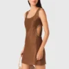 Short linen-blend dress