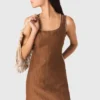 Short linen-blend dress