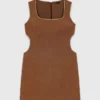 Short linen-blend dress