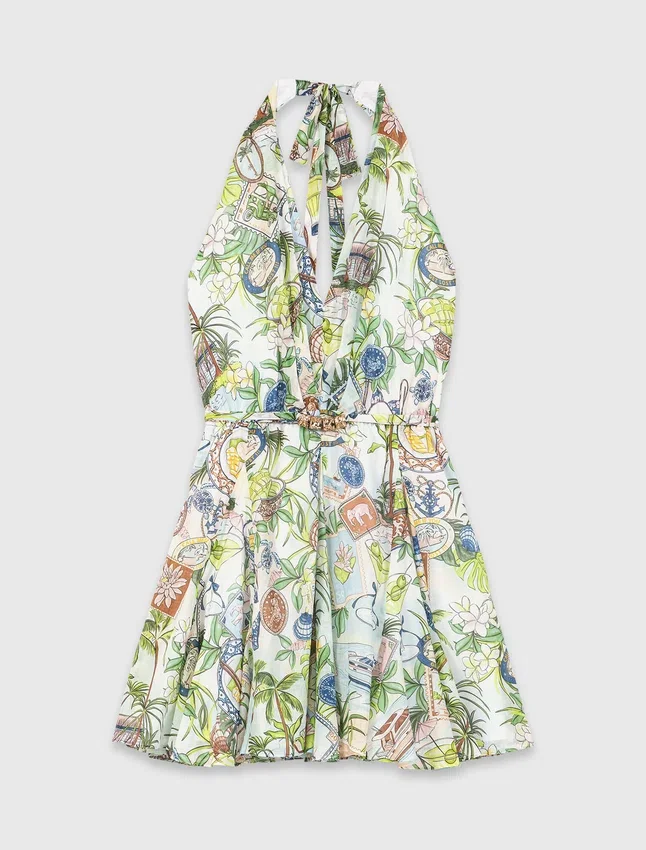 Short patterned backless dress Short patterned backless dress