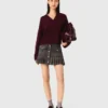 Short pleated checked skirt