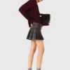 Short pleated checked skirt