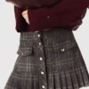 Short pleated checked skirt