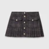 Short pleated checked skirt