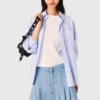 Short pleated denim skirt with strass