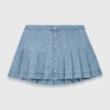 Short pleated denim skirt with strass