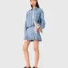Short rhinestone denim shirt