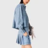 Short rhinestone denim shirt