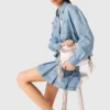 Short rhinestone denim shirt
