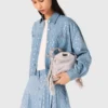 Short rhinestone denim shirt