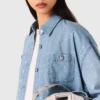 Short rhinestone denim shirt