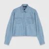 Short rhinestone denim shirt