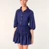 Short satin-effect pleated dress