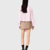 Short shirt with pussy bow
