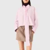 Short shirt with pussy bow