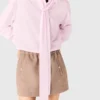 Short shirt with pussy bow