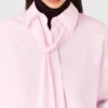 Short shirt with pussy bow