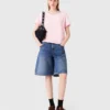 Short-sleeve jewel neck T-shirt