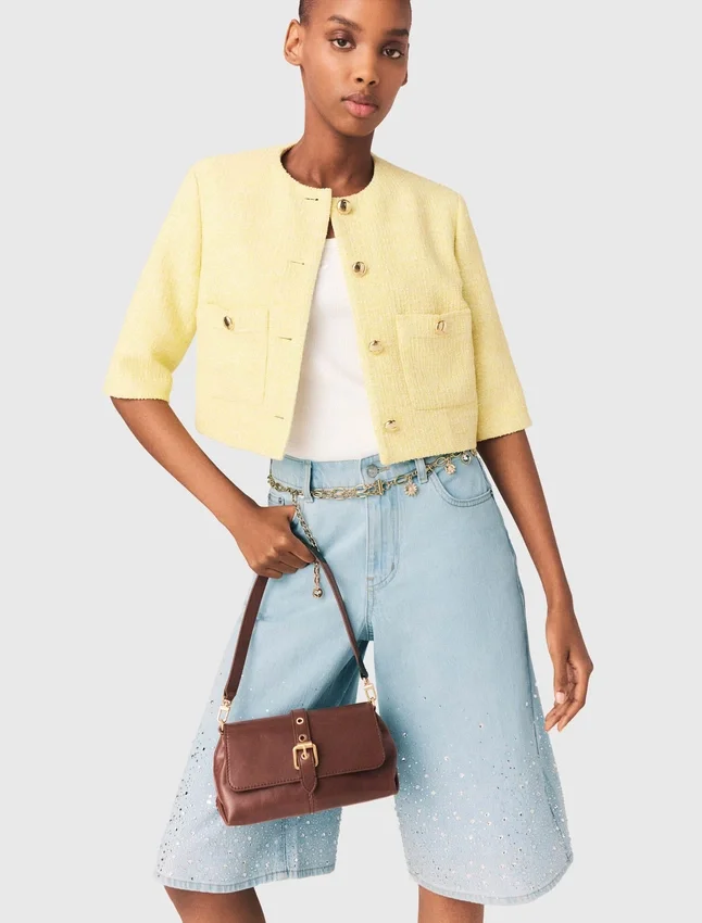 Short-sleeved tweed jacket Short-sleeved tweed jacket