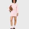 Short topstitched knit skirt